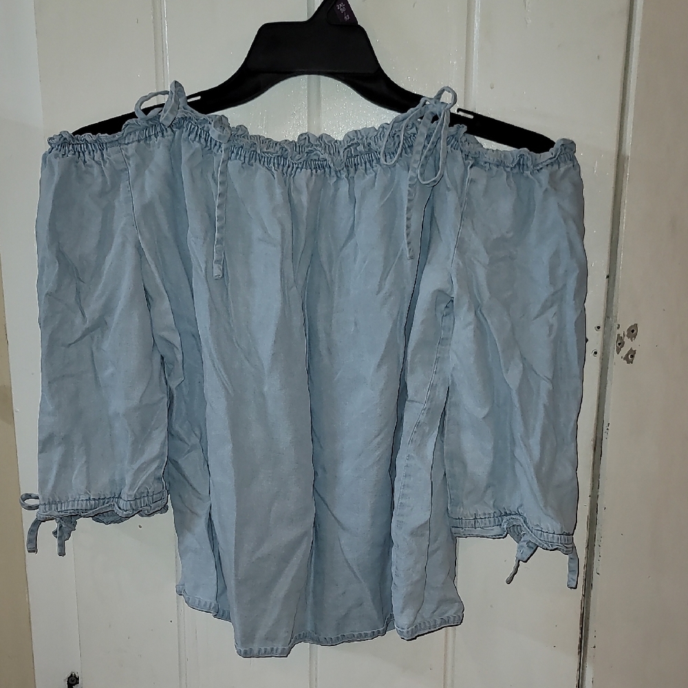 Light Blue Off-Shoulder Top